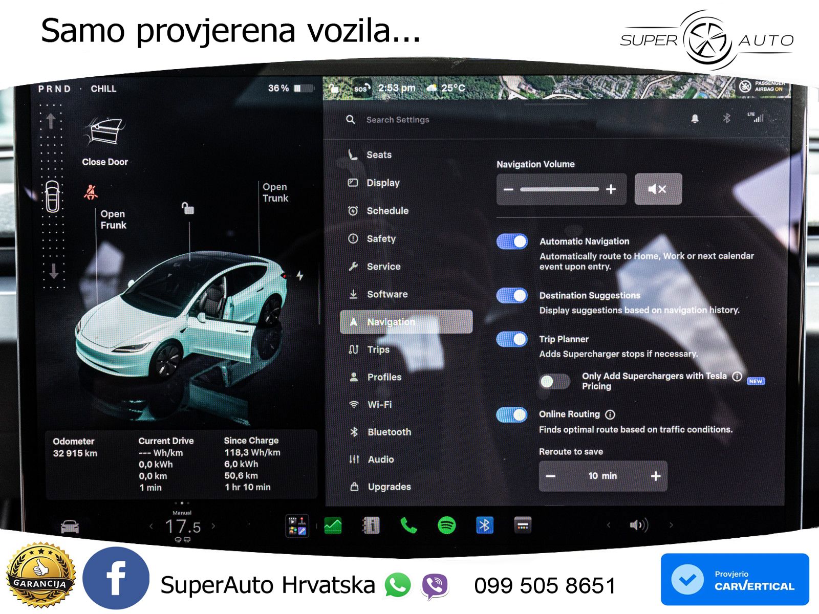 Tesla Model 3 Highland Premium 283 KS, PANO+360+ACC+GR SJED+VIRT+LANE