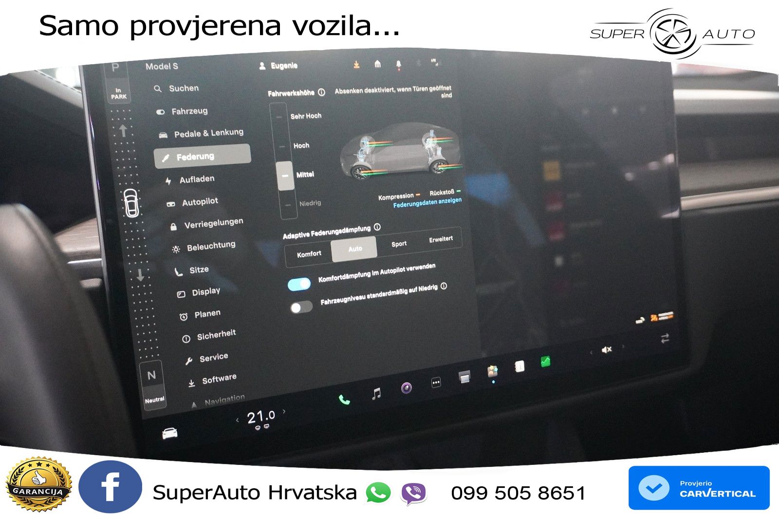 Tesla Model S Dual 670 KS, PANO+ZRAČ+KAM+GR SJED+ACC+KEY+VIRT+LANE
