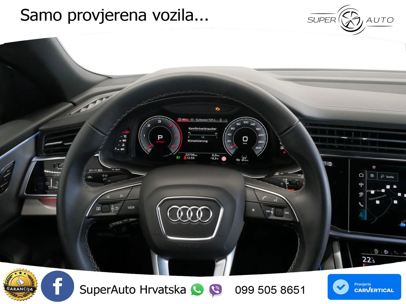 Audi Q8 50 TDI quattro Aut. 286 KS, PANO+ZRAČ+360+GR SJED+ACC+KEY+VIRT+LANE