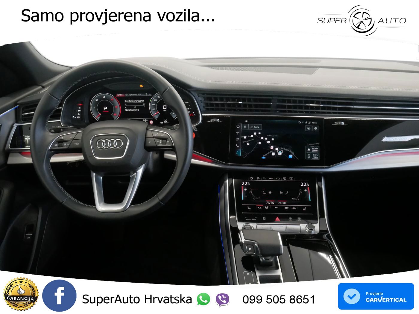 Audi Q8 50 TDI quattro Aut. 286 KS, PANO+ZRAČ+360+GR SJED+ACC+KEY+VIRT+LANE