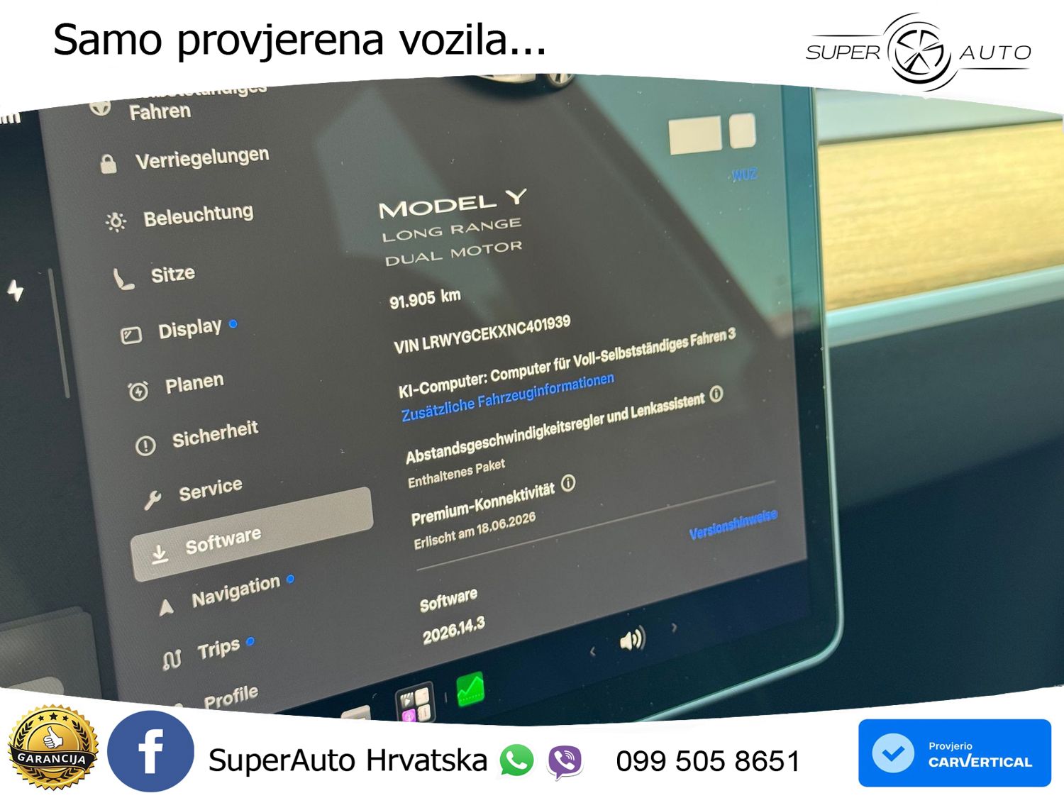 Tesla Model Y Long Range AWD 514 KS, PANO+ACC+KAM+GR SJED+KEY+VIRT+LANE
