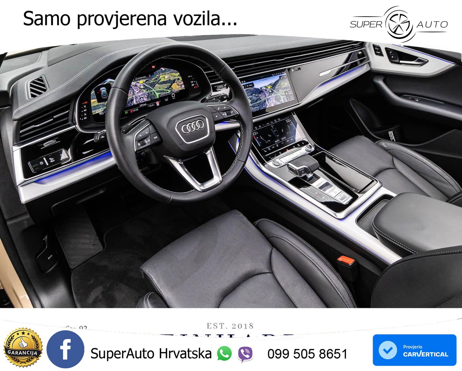Audi Q8 55 TFSI quattro Aut. S line 340 KS, ZRAČNI+ACC+360+GR SJED+HEAD+PANO