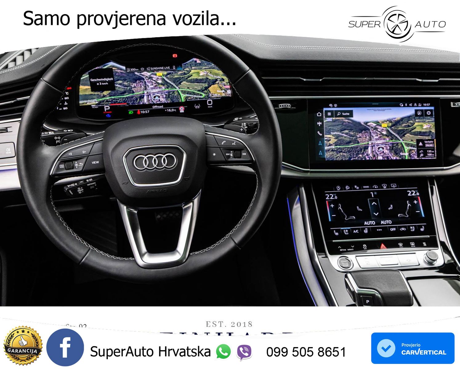 Audi Q8 55 TFSI quattro Aut. S line 340 KS, ZRAČNI+ACC+360+GR SJED+HEAD+PANO