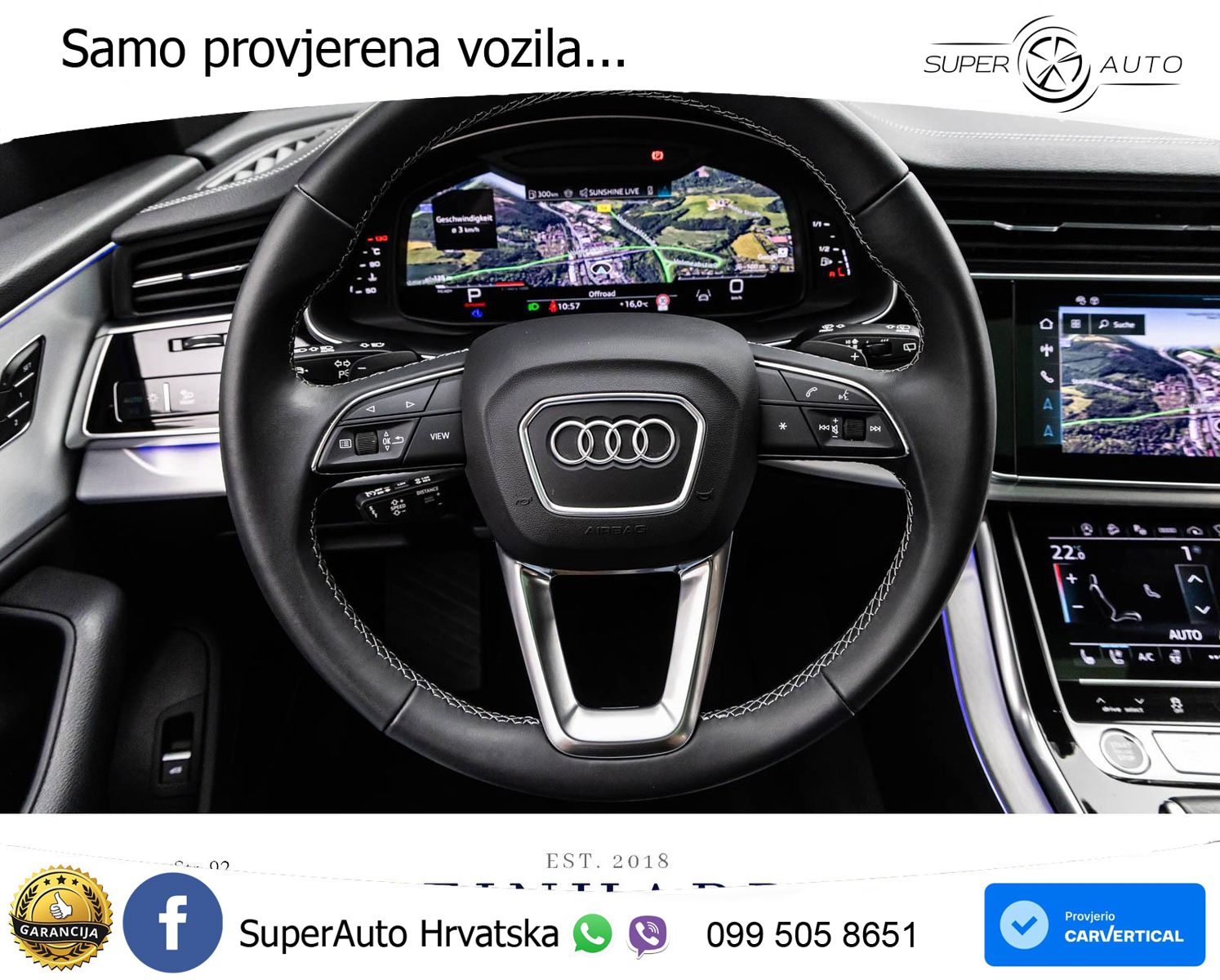 Audi Q8 55 TFSI quattro Aut. S line 340 KS, ZRAČNI+ACC+360+GR SJED+HEAD+PANO