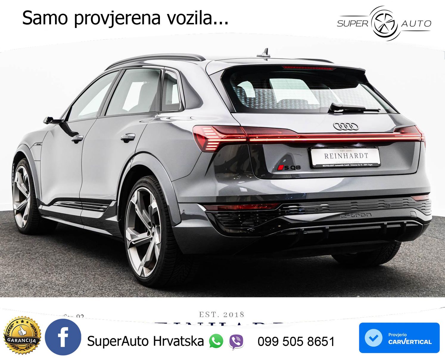 Audi SQ8 e-tron 114 kWh quattro 503 KS, PANO+ZRAČ+360+GR SJED+ACC+HEAD+KEY+LANE