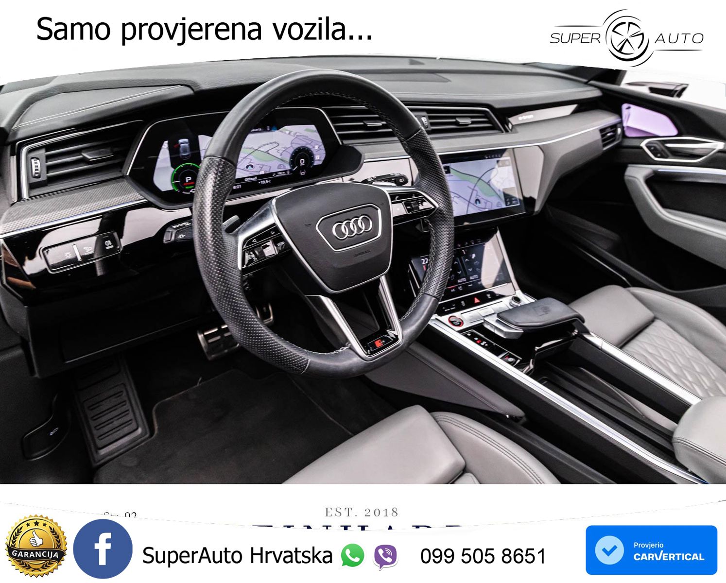 Audi SQ8 e-tron 114 kWh quattro 503 KS, PANO+ZRAČ+360+GR SJED+ACC+HEAD+KEY+LANE