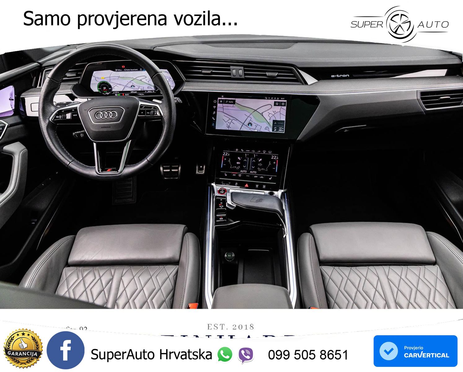 Audi SQ8 e-tron 114 kWh quattro 503 KS, PANO+ZRAČ+360+GR SJED+ACC+HEAD+KEY+LANE
