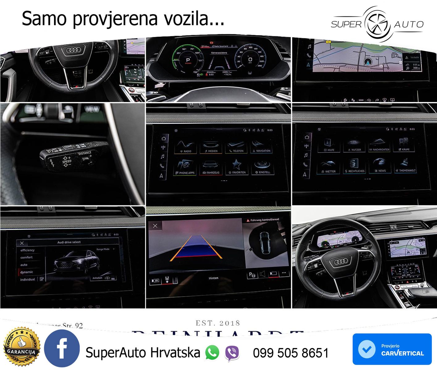 Audi SQ8 e-tron 114 kWh quattro 503 KS, PANO+ZRAČ+360+GR SJED+ACC+HEAD+KEY+LANE