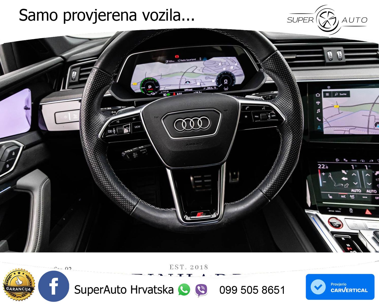 Audi SQ8 e-tron 114 kWh quattro 503 KS, PANO+ZRAČ+360+GR SJED+ACC+HEAD+KEY+LANE
