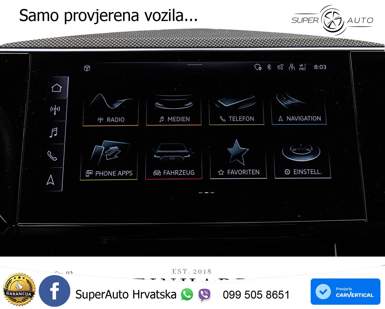 Audi SQ8 e-tron 114 kWh quattro 503 KS, PANO+ZRAČ+360+GR SJED+ACC+HEAD+KEY+LANE