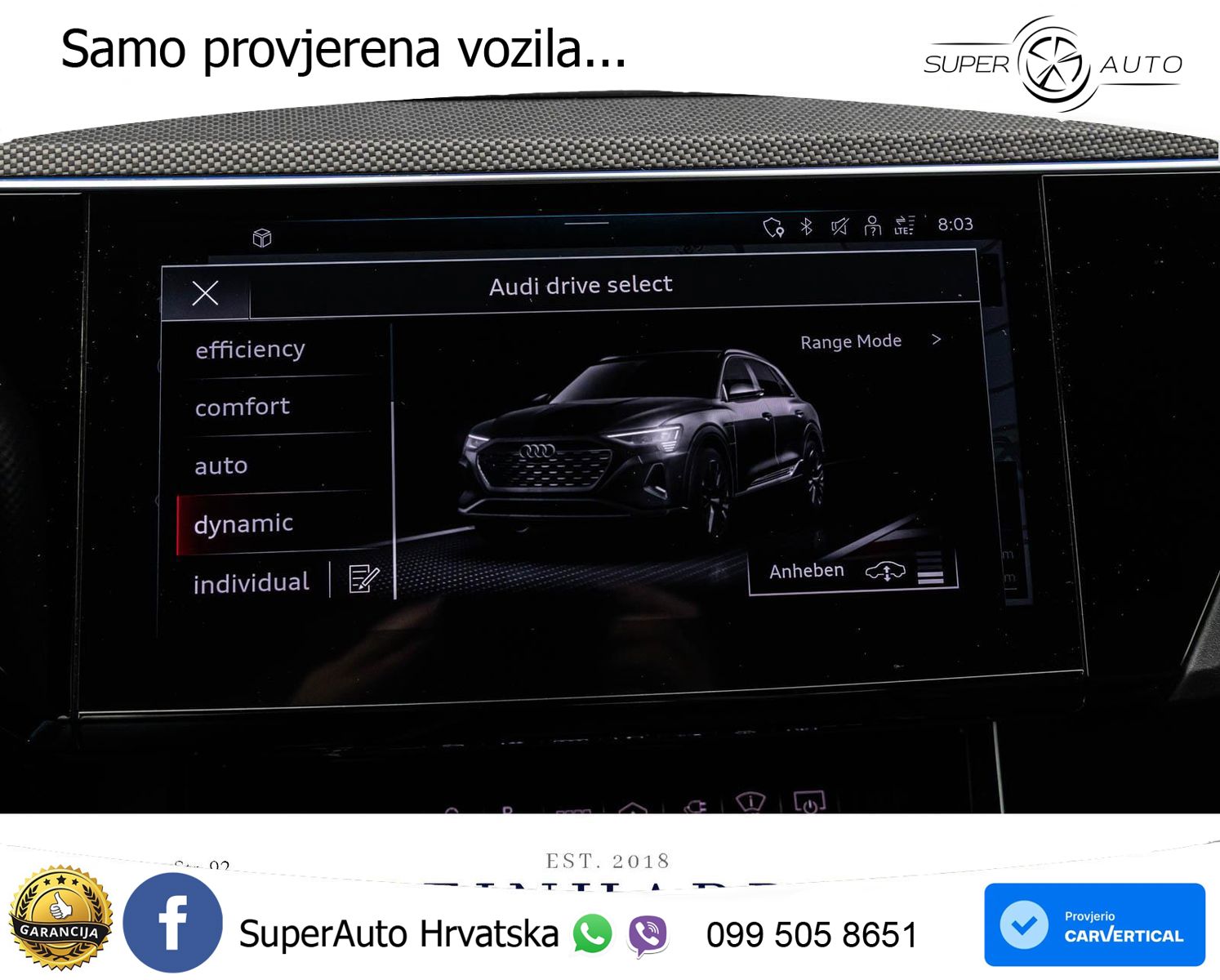 Audi SQ8 e-tron 114 kWh quattro 503 KS, PANO+ZRAČ+360+GR SJED+ACC+HEAD+KEY+LANE