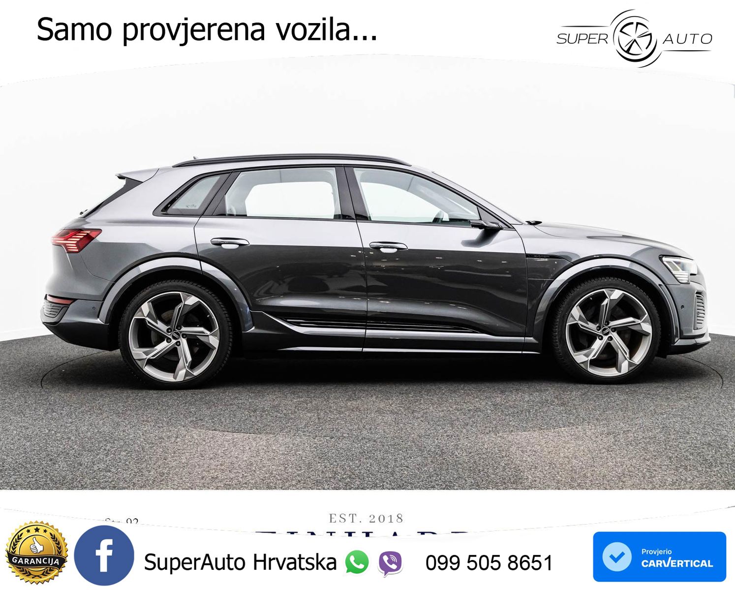 Audi SQ8 e-tron 114 kWh quattro 503 KS, PANO+ZRAČ+360+GR SJED+ACC+HEAD+KEY+LANE