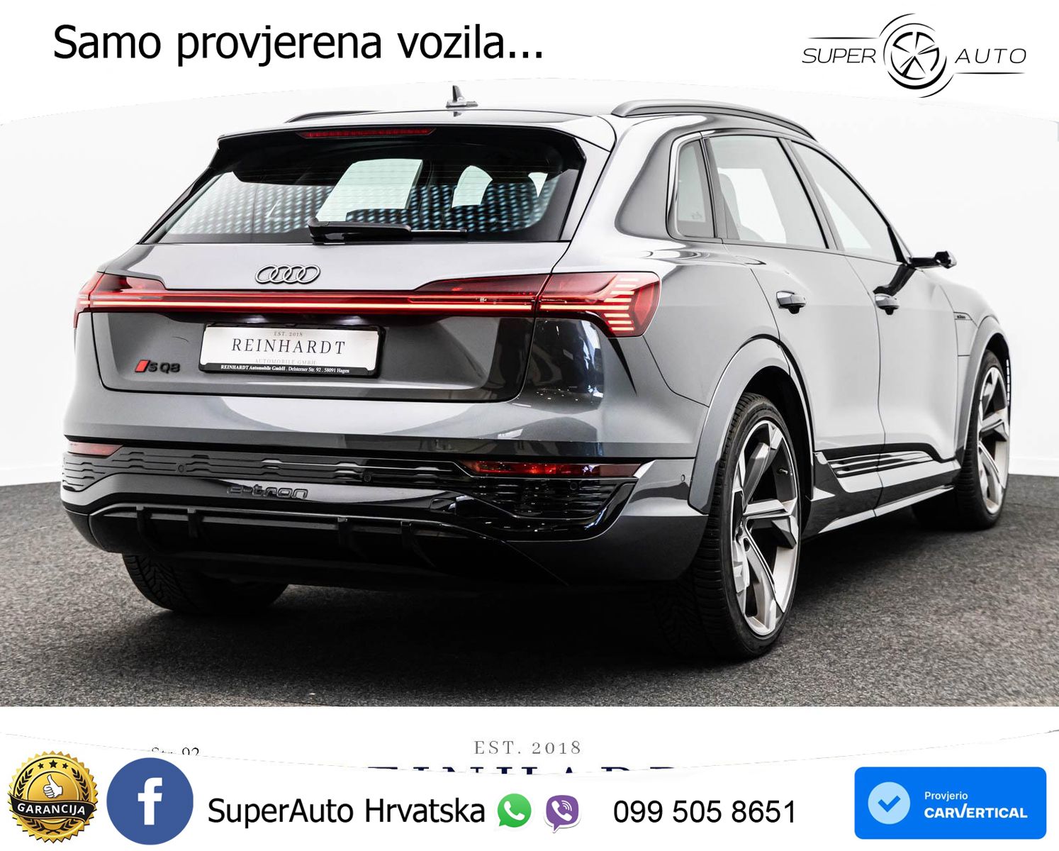 Audi SQ8 e-tron 114 kWh quattro 503 KS, PANO+ZRAČ+360+GR SJED+ACC+HEAD+KEY+LANE