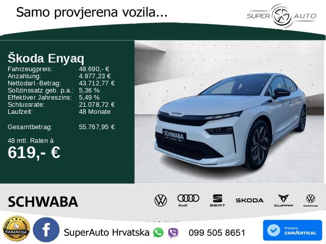 Škoda Enyaq Coupe 60 63 kWh (204 KS) SportLine LED+GR SJED+ACC