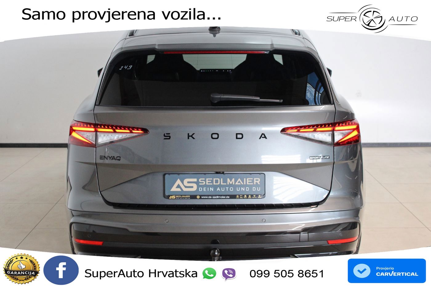 Škoda Enyaq 85 82 kWh (286 KS) SportLine LED+GR SJED+ACC