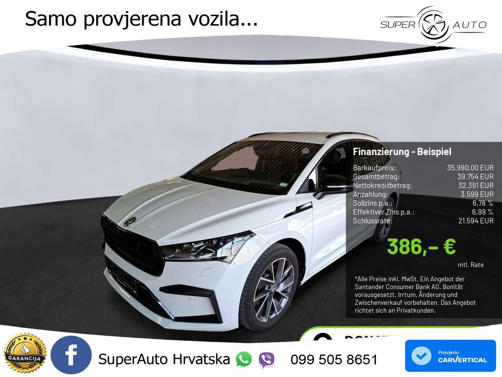 Škoda Enyaq iV 80 82 kWh (204 KS) SportLine LED+GR SJED+ACC