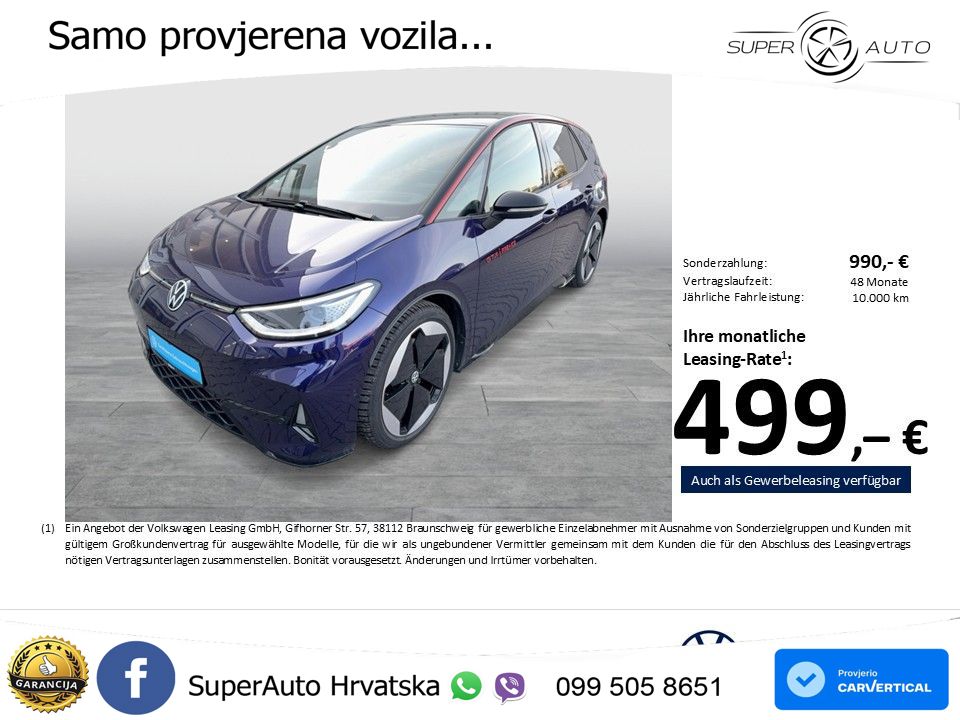 Volkswagen ID.3 GTX Performance 84 kWh (326 KS) LED+GR SJED+ACC