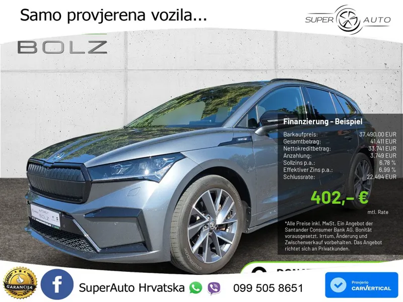 Škoda Enyaq iV 80x 82 kWh (265 KS) AWD SportLine LED+GR SJED+ACC