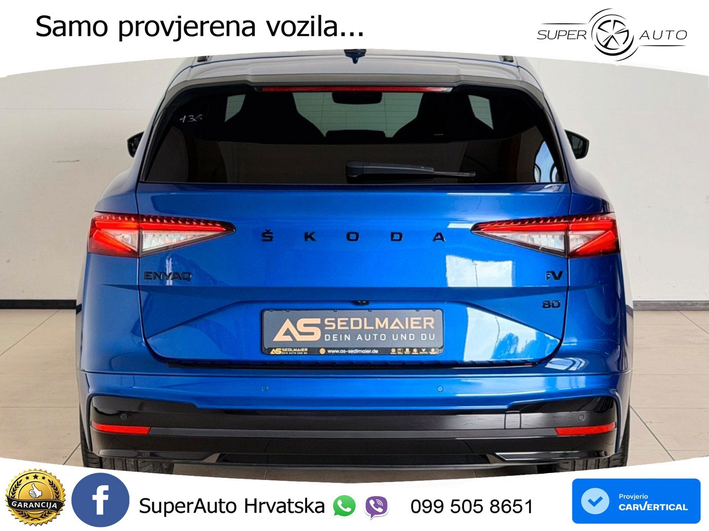 Škoda Enyaq iV 80 82 kWh (204 KS) SportLine LED+GR SJED+ACC