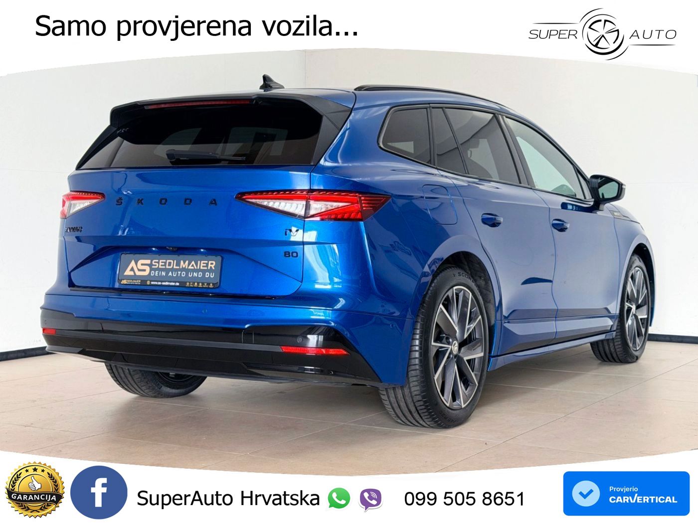 Škoda Enyaq iV 80 82 kWh (204 KS) SportLine LED+GR SJED+ACC