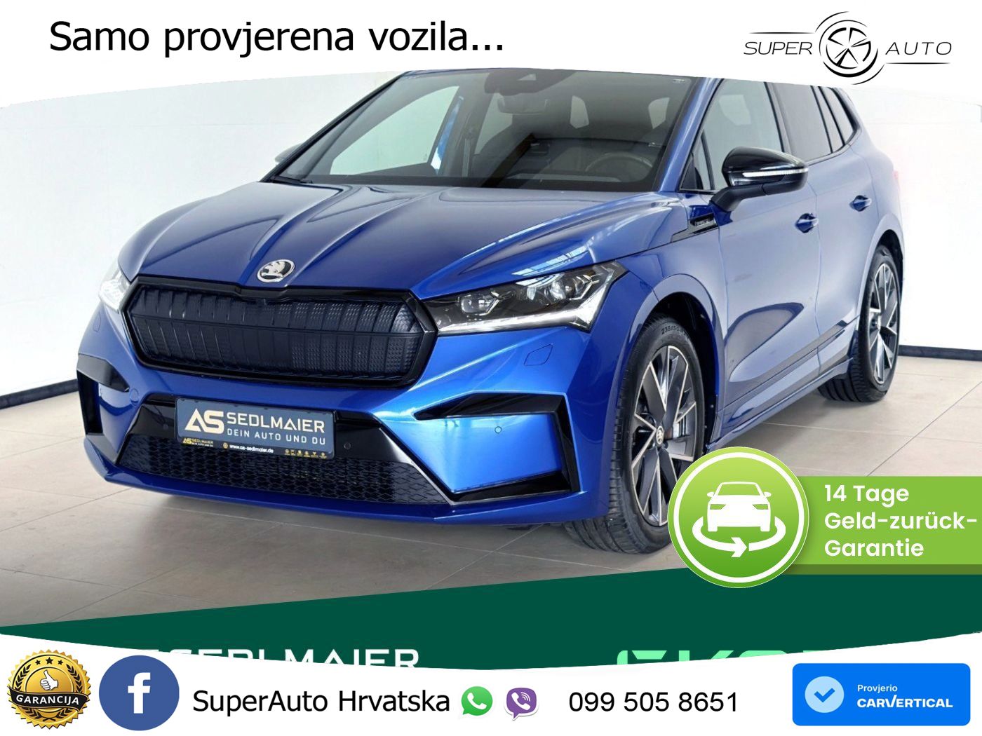 Škoda Enyaq iV 80 82 kWh (204 KS) SportLine LED+GR SJED+ACC