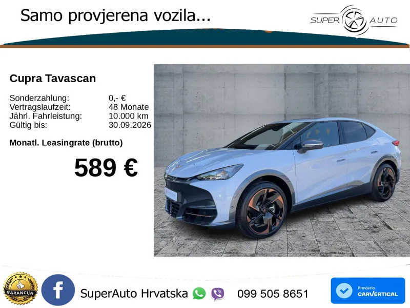Cupra Tavascan 82 kWh (340 KS)  4WD VZ LED+GR SJED+ACC