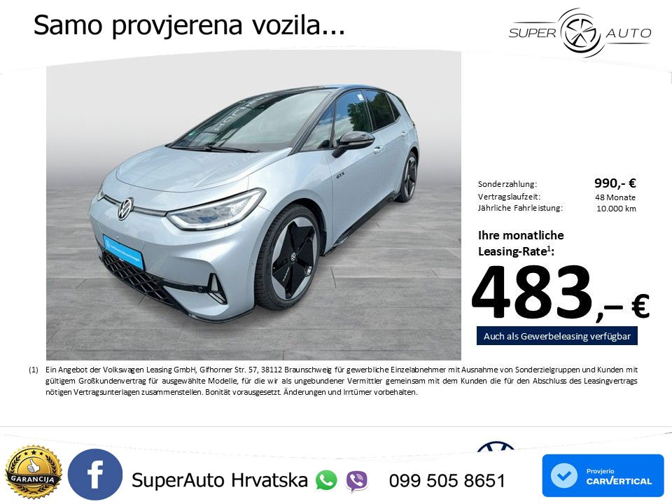 Volkswagen ID.3 GTX 84 kWh (286 KS) LED+GR SJED+ACC