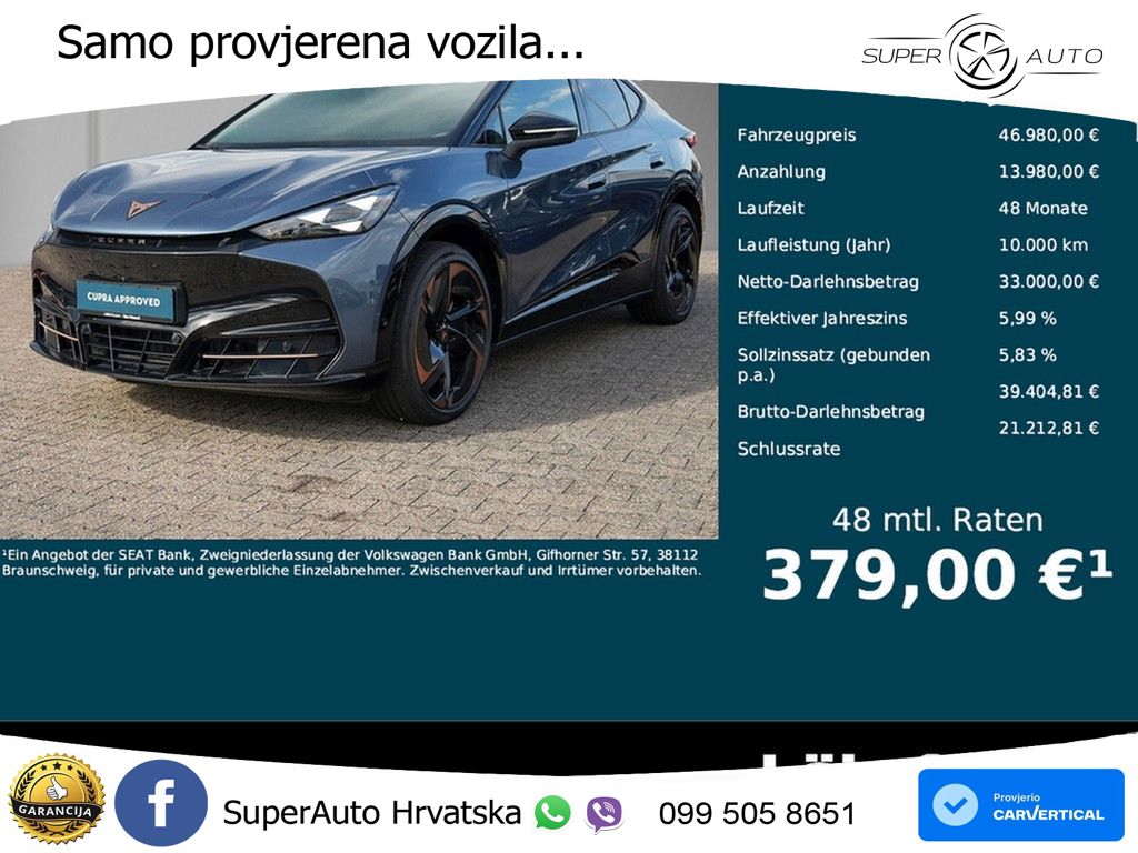 Cupra Tavascan 82 kWh (340 KS)  4WD VZ LED+GR SJED+ACC