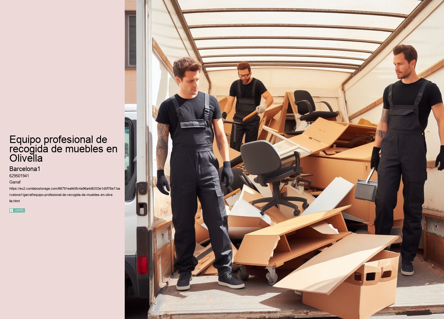 Equipo profesional de recogida de muebles en Olivella