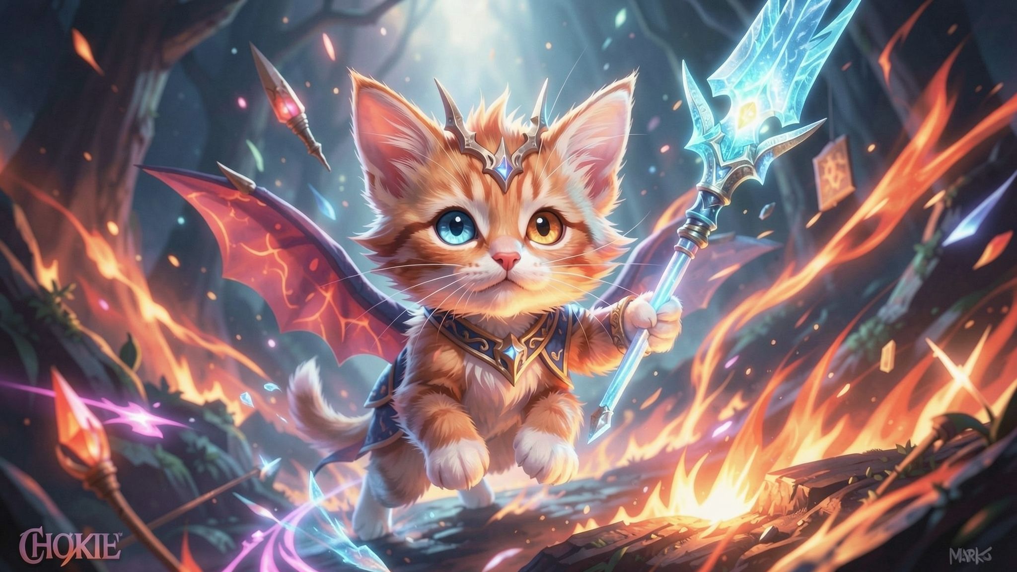 Elf mag with magic staff - ice