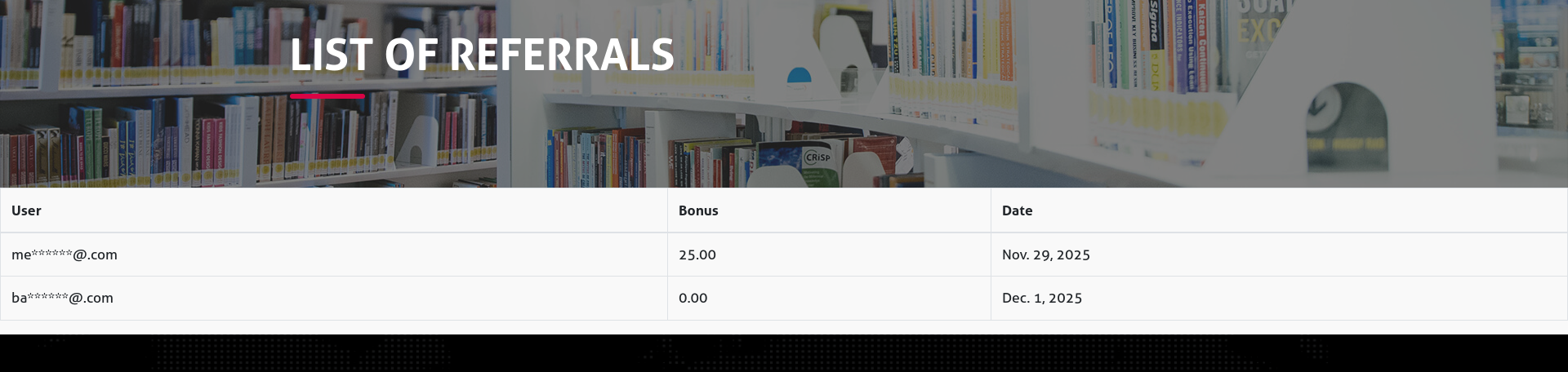Clazgate Referral Tracking Interface