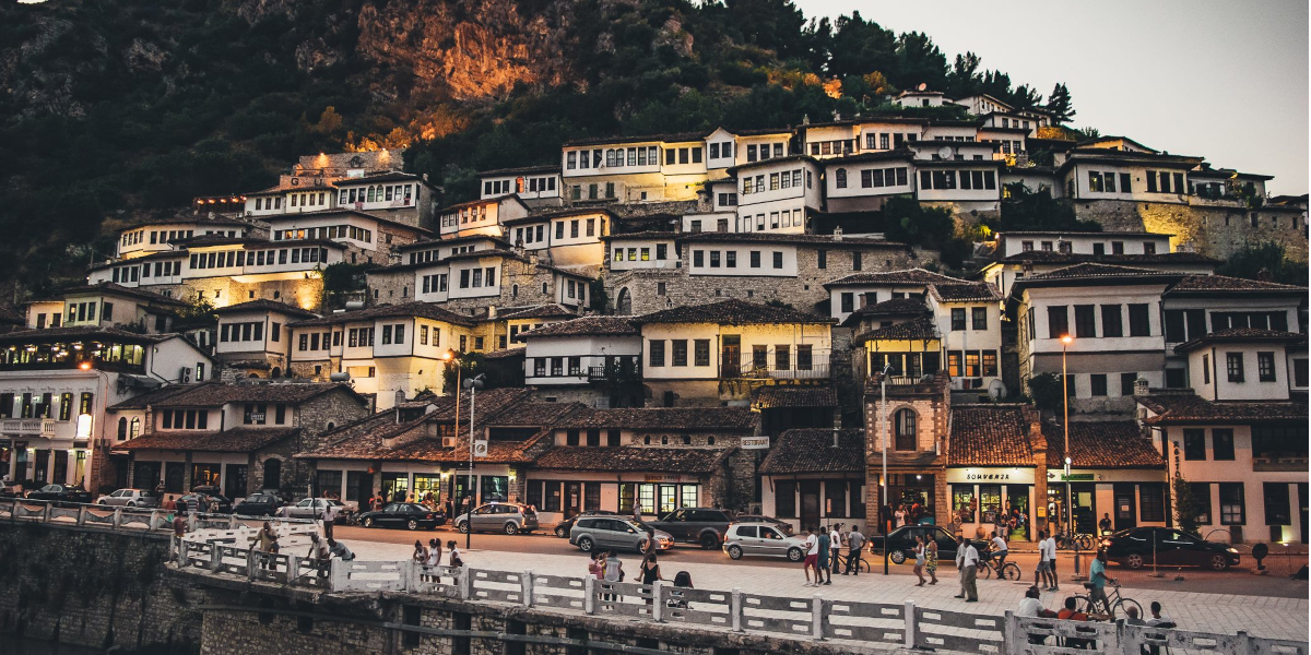 Scenic view of Berat city in Albania with traditional Ottoman architecture