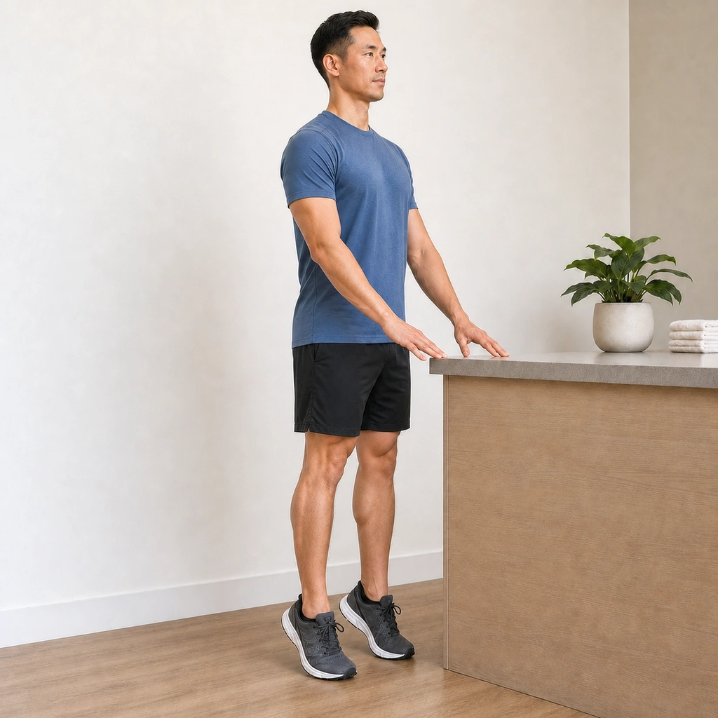 Calf Raise (Double Leg) - Step 3 of 4: Hold briefly at the top