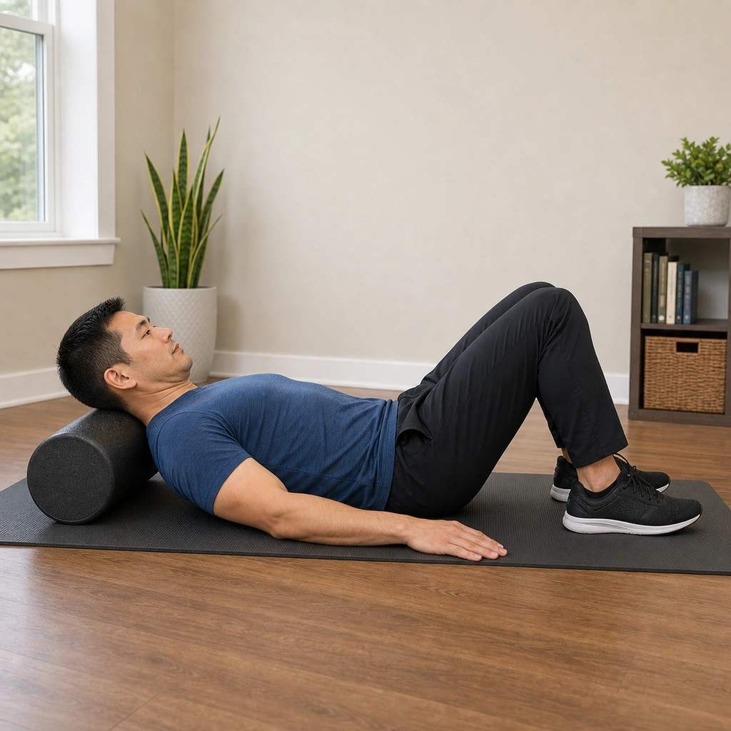 Cervical Retraction on Foam Roller - Step 3 of 5: Hold for 3-5 seconds