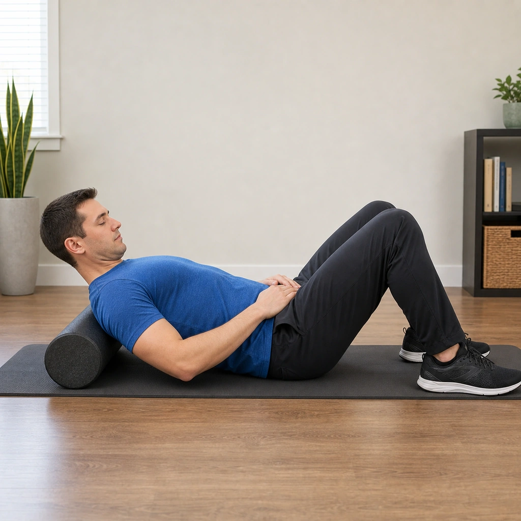 Cervical Retraction on Foam Roller - Step 4 of 5: Relax while maintaining balance