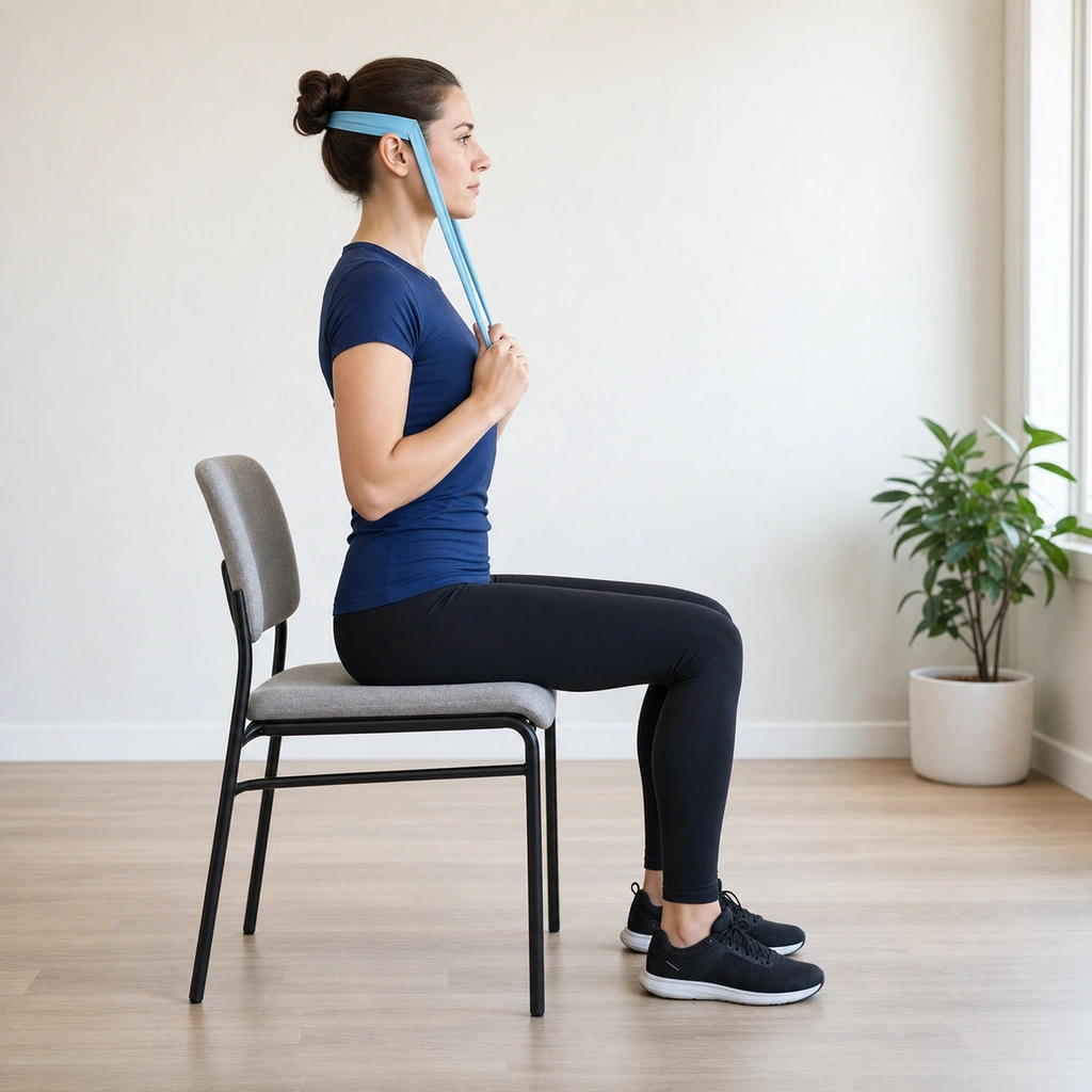 Chin Tuck with Resistance Band - Step 4 of 5: Relax tension
