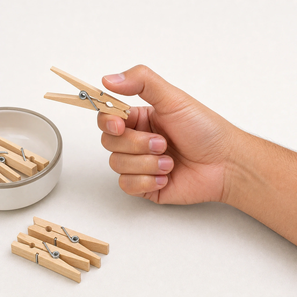 Clothespin Pinches - Step 2 of 5: Squeeze to open it