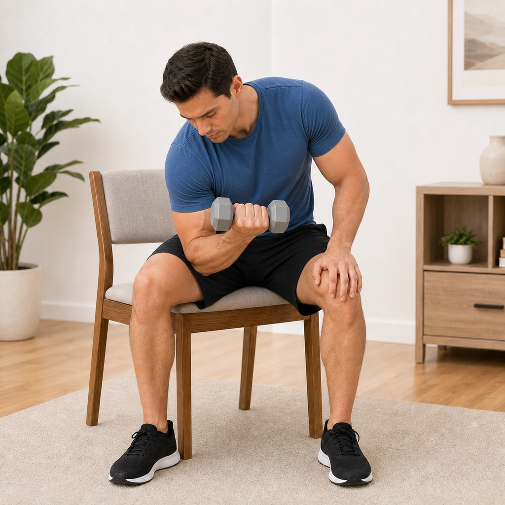 Concentration Curl - Step 2 of 5: Curl the weight up toward shoulder