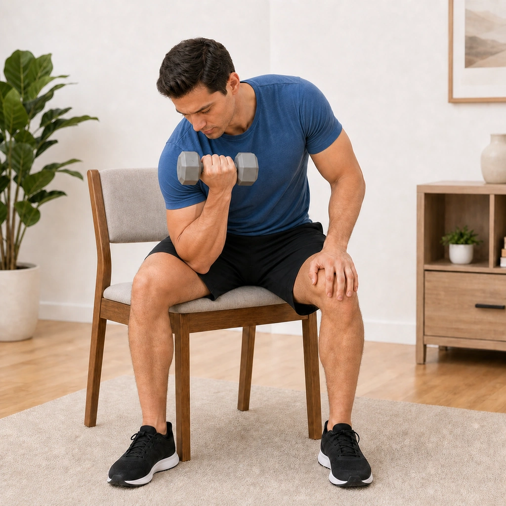 Concentration Curl - Step 3 of 5: Squeeze biceps at the top
