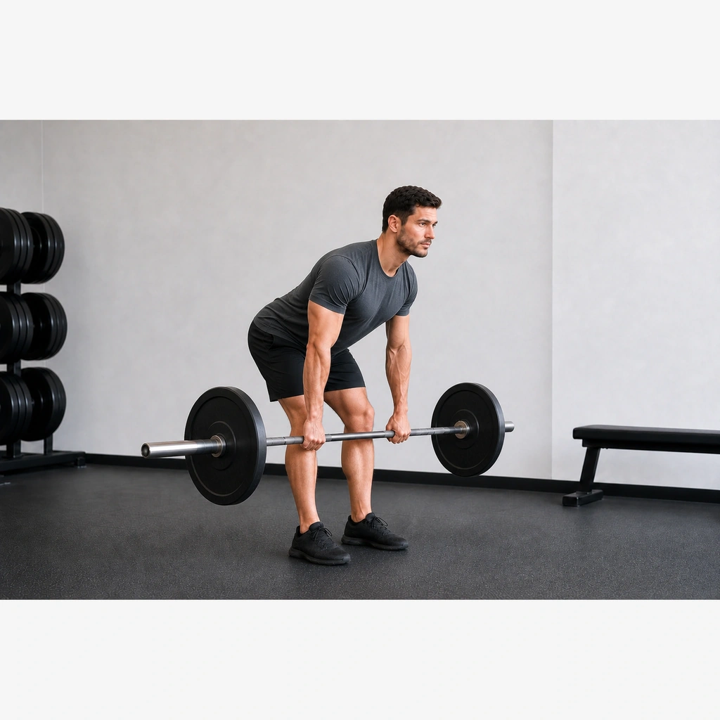 Conventional Deadlift - Step 7 of 7: Lower by pushing hips back, then bend knees