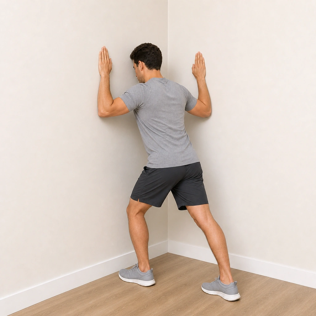 Corner Pec Stretch - Step 2 of 6: Keep your core engaged