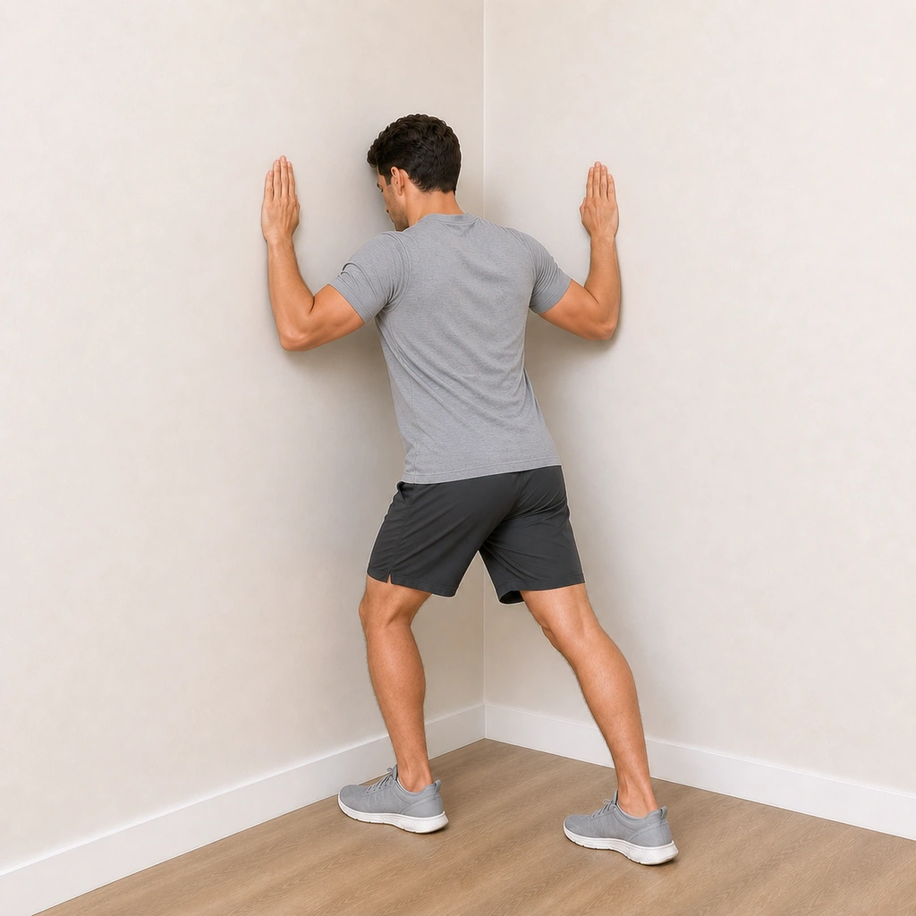 Corner Pec Stretch - Step 4 of 6: Keep shoulder blades together
