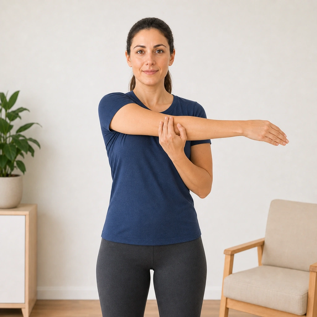 Cross-Body Shoulder Stretch - Step 3 of 5: Feel stretch in back of shoulder