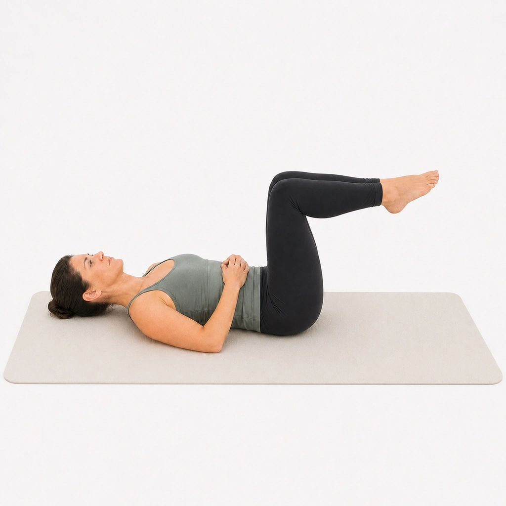 Dead Bug - Heel Taps - Step 4 of 6: Tap your heel lightly on the floor