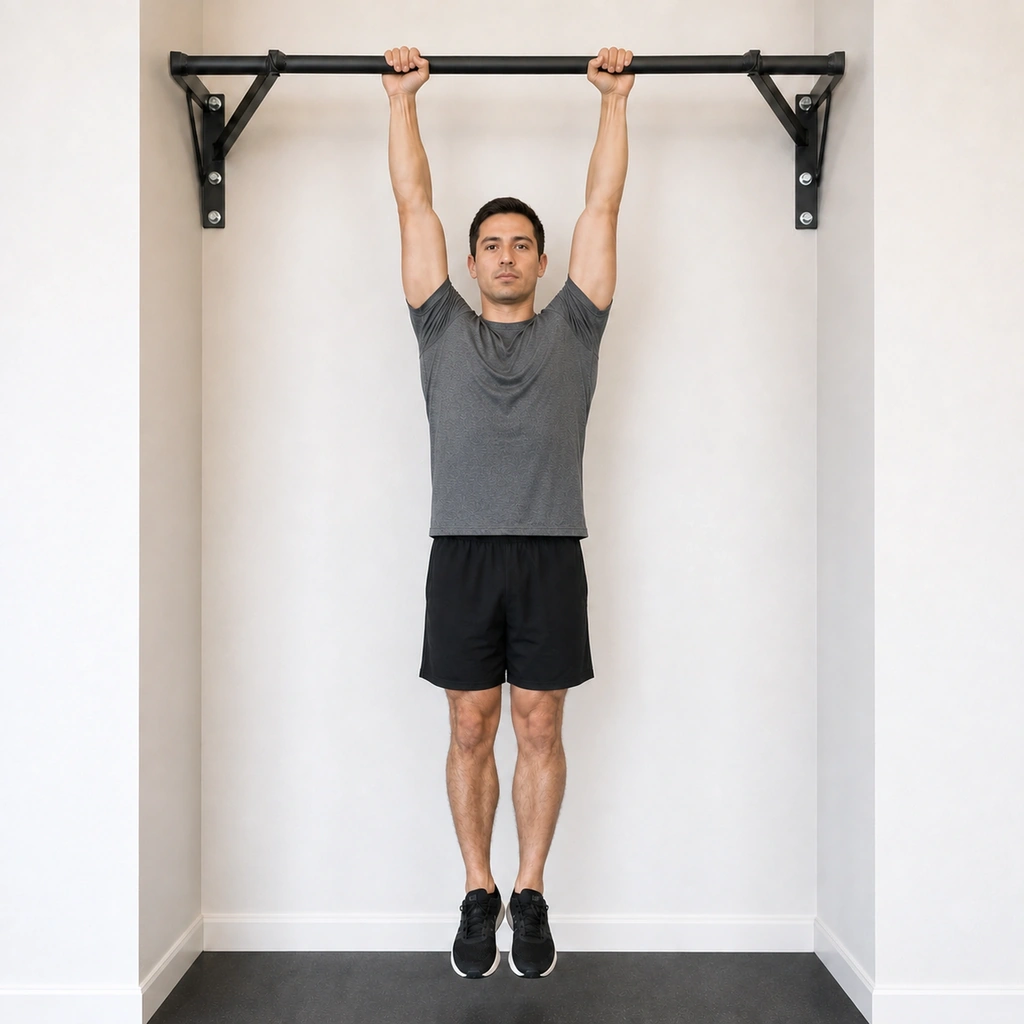 Dead Hang - Step 3 of 5: Keep shoulders slightly engaged (not passive hang)