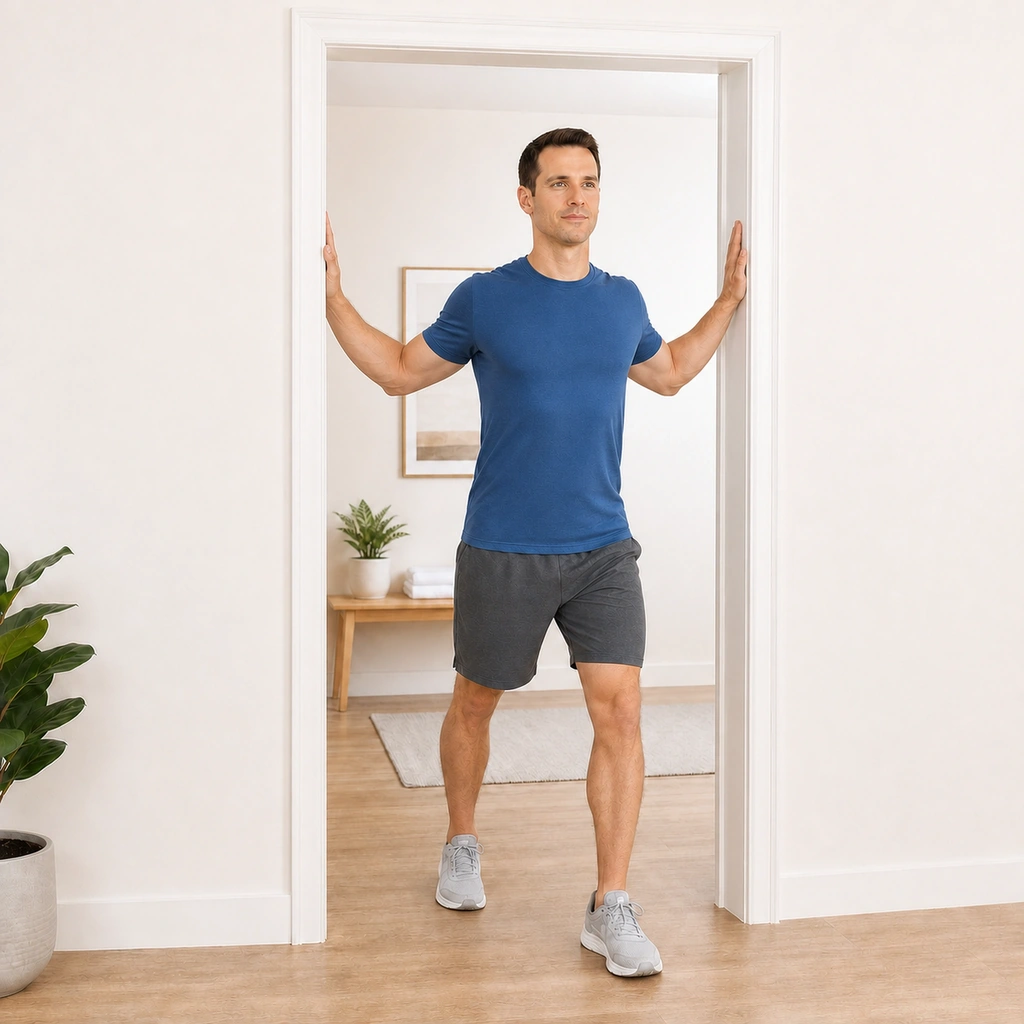 Doorway Chest Stretch - Step 3 of 5: Feel stretch across chest and front of shoulders