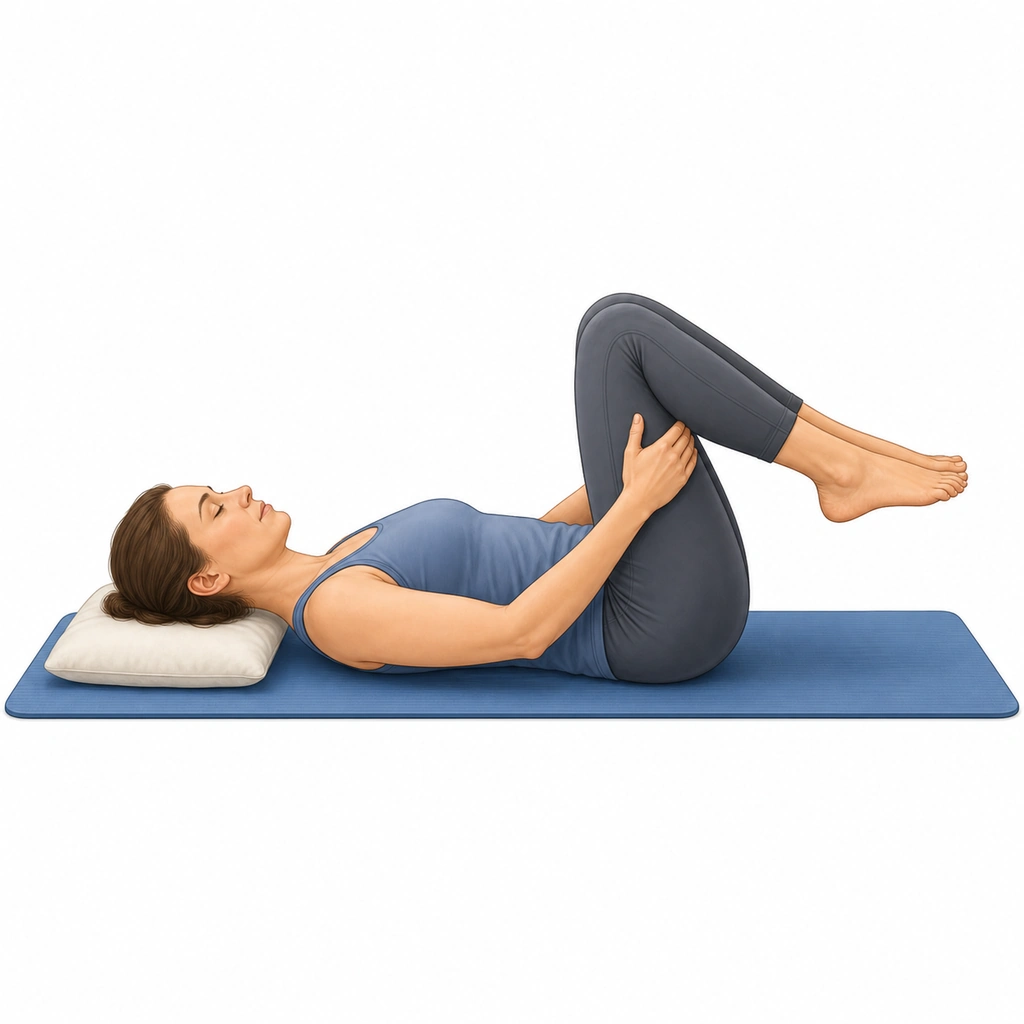 Double Knee to Chest - Step 3 of 6: Gently pull knees toward chest