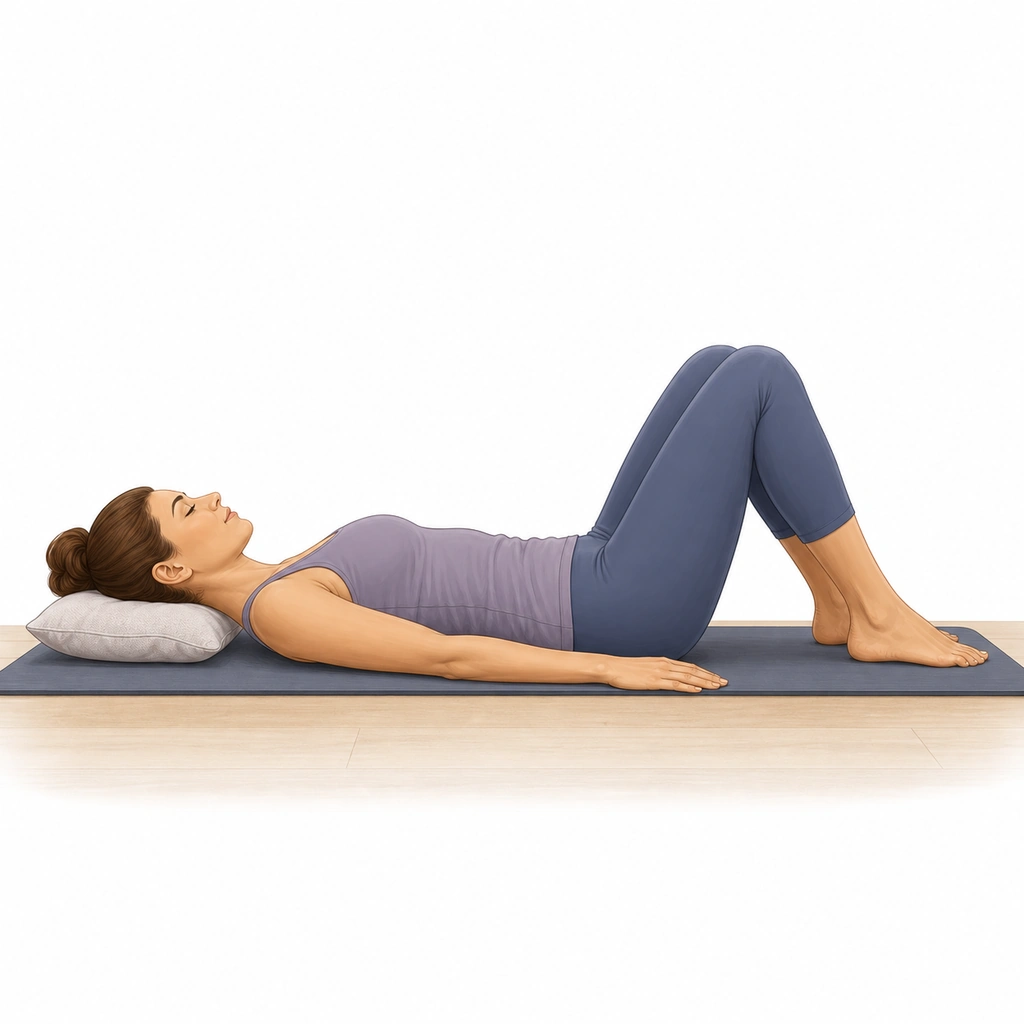 Double Knee to Chest - Step 6 of 6: Lower feet back to floor slowly