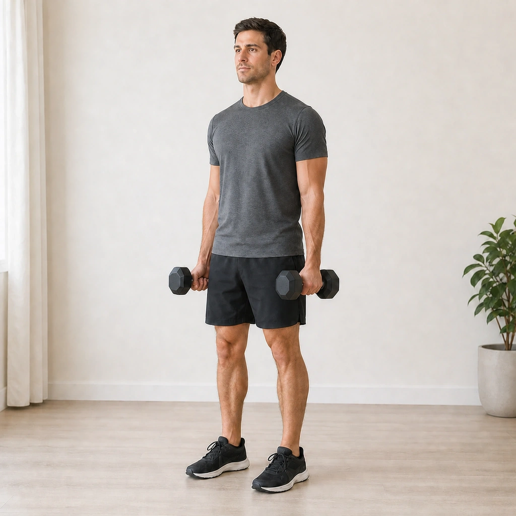 Dumbbell Biceps Curl - Step 5 of 5: Full extension at bottom