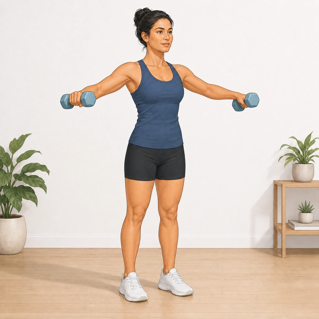 Dumbbell Lateral Raise - Step 2 of 5: Stop when arms reach shoulder height